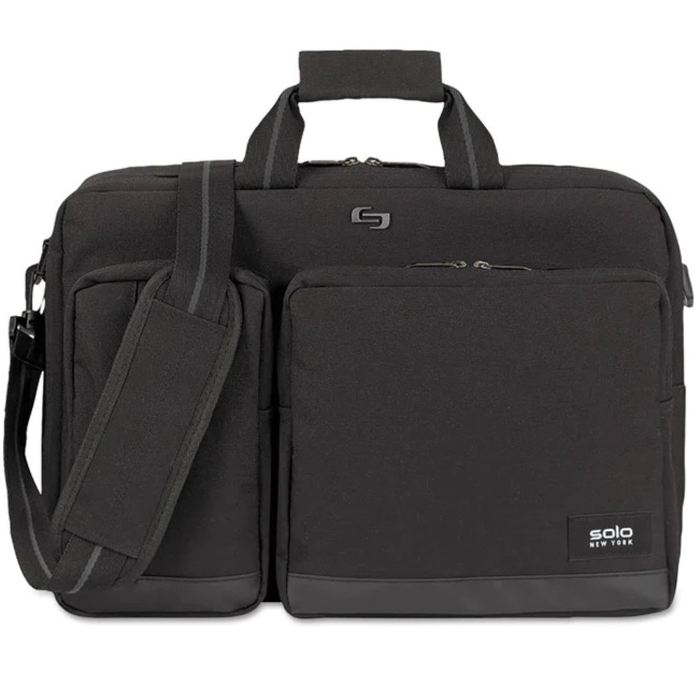 Solo New York Men's Black Hybrid Briefcase Bag Laptop Business Travel